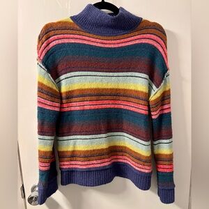 Caslon Multicolor Striped Turtleneck Sweater XS